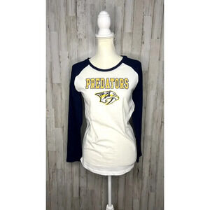 NWT NHL Nashville Predators Youth Girls Large Raglan Long‎ Sleeve Baseball Tee